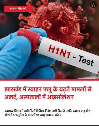 H1N1 और H3N2 के बढ़ते मामलों को लेकर झारखंड स्वास्थ्य विभाग अलर्ट, सरकार ने जारी किये निर्देश